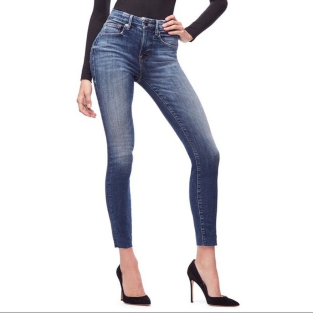 Good American Raw Hem Skinny Jeans